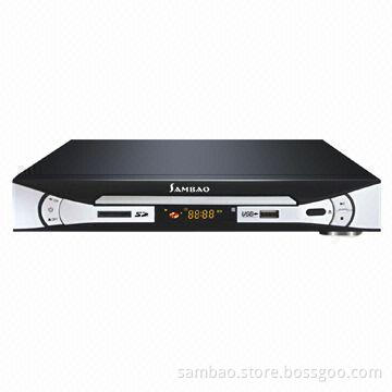 DVD Player with USB Interface, 3-in-1 Card Reader, Blue Lights on Front Panel, Measures 260 x 38mm